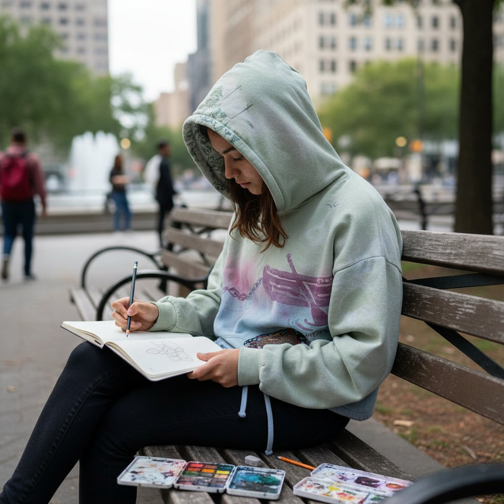 "GROW & FLOW" LARGE CROPPED HOODY: 1 of 3